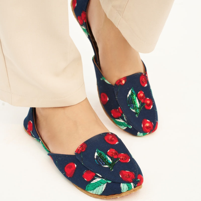 “Close-up of Cherry On Top shoes highlighting intricate embroidery and premium leather craftsmanship”