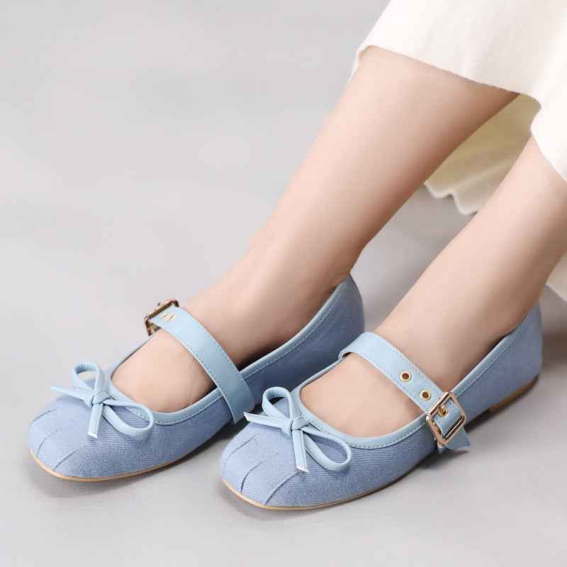 Cloud Denim Bow Mary Jane