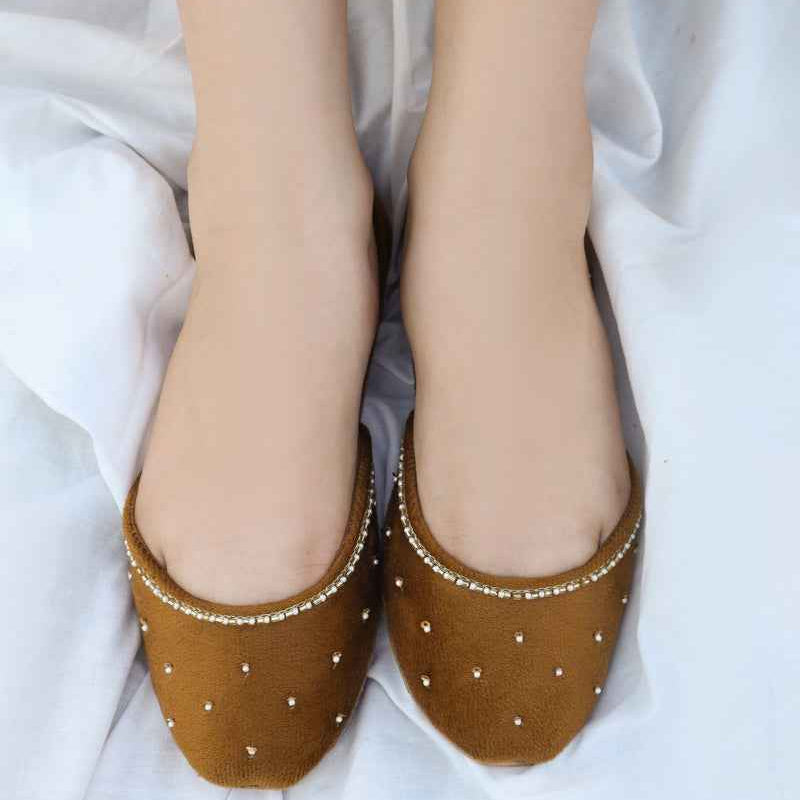 Top view of Mitti Kids Khussa shoes for girls, lightweight ethnic footwear Pakistan