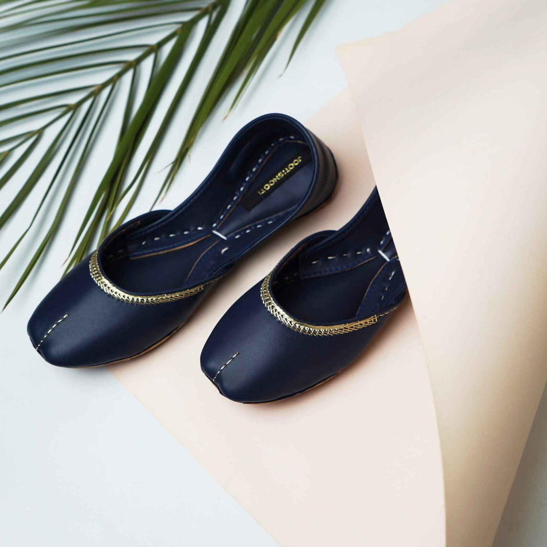 Navy Blue Zari Khussa - Jooti Shooti