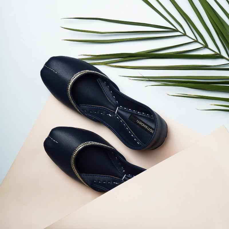 Navy Blue Zari Khussa - Jooti Shooti