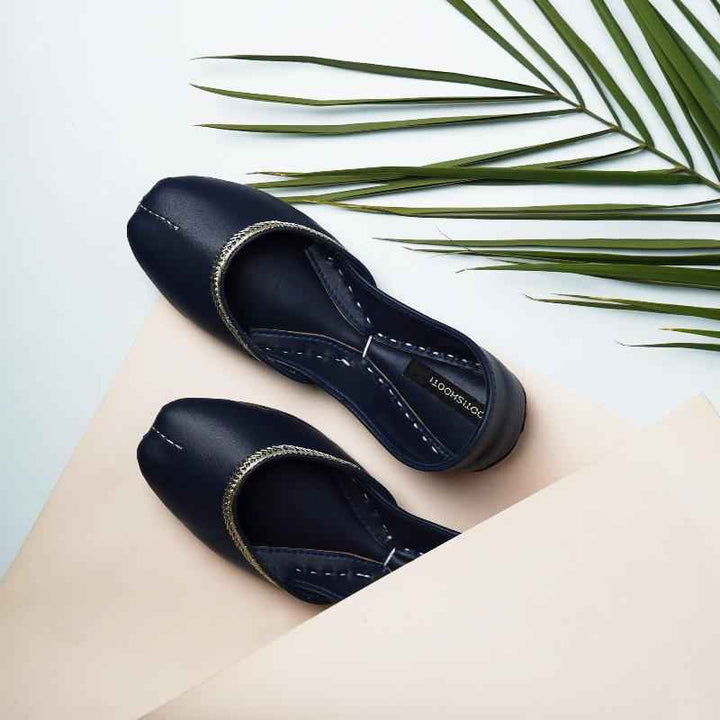 Navy Blue Zari Khussa - Jooti Shooti