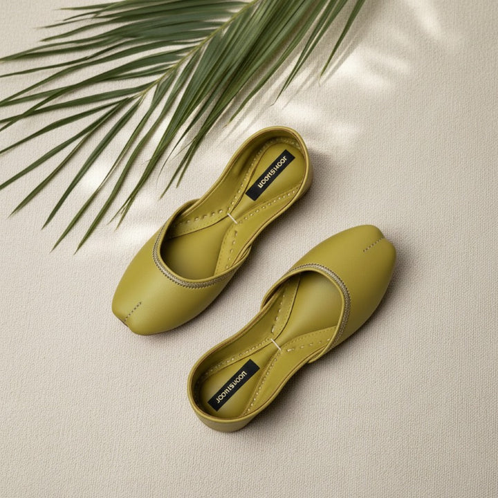 Olive Green Zari Khussa - Jooti Shooti