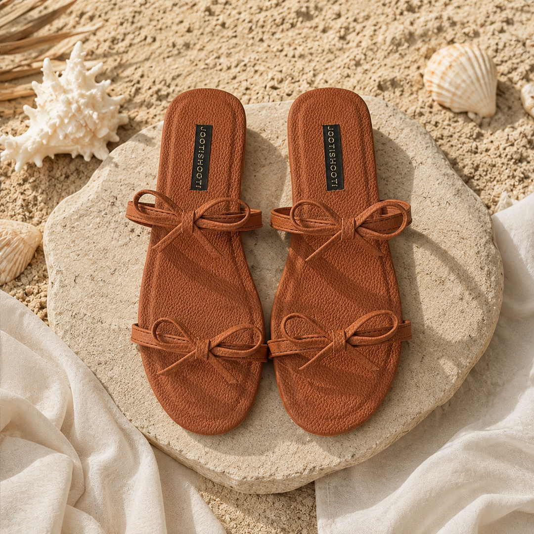 Sun Kissed tan bow slide