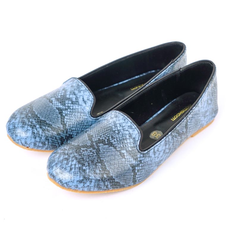 Blue Textured Loafers